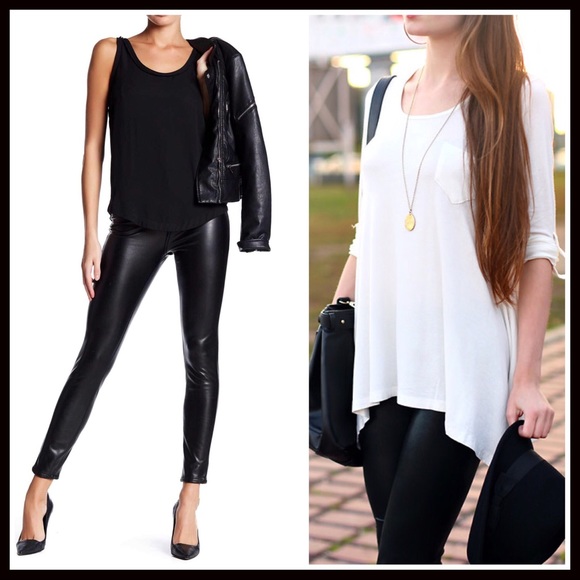 ❤️ASHLEY BLACK VEGAN LEATHER LEGGINGS PANTS - Picture 6 of 6